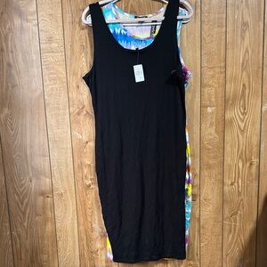 Iris Black and Multicolor Midi Dress
